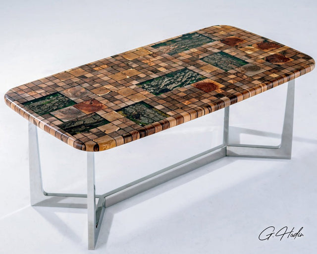Table Bois Carreaux Résine Epoxy KSTON - G.Hodin: Tables en Bois Résine Epoxy