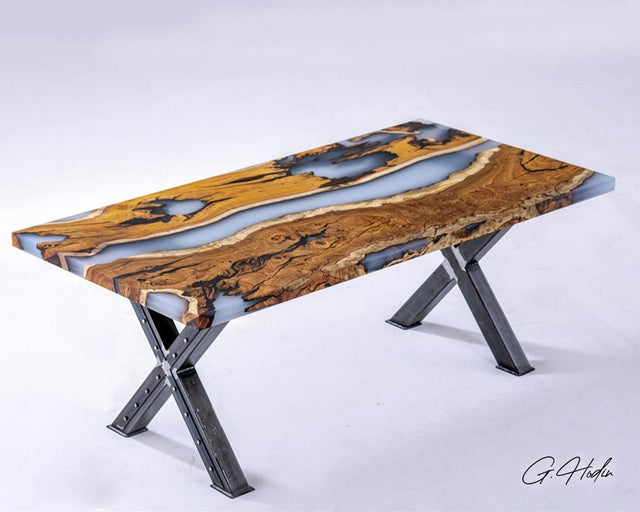 Table Bois Résine Opaque Micocoulier PHM - G.Hodin: Tables en Bois Résine Epoxy