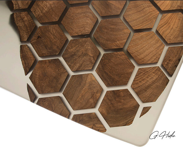 Table Résine Noyer Nid d'Abeille TRS 5