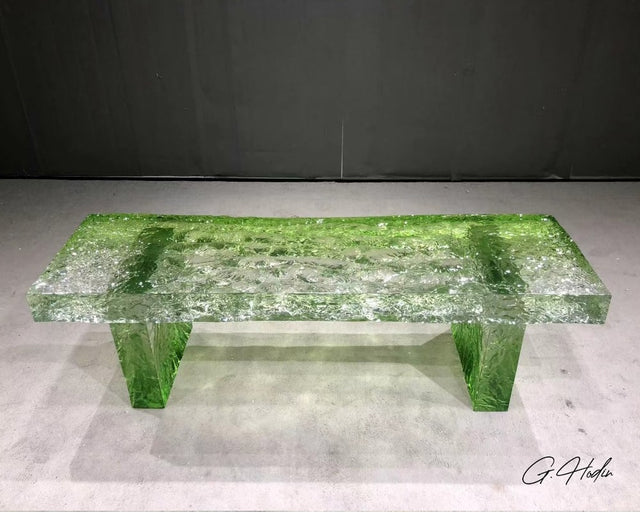 Table Basse Full Résine Epoxy Verte côté 2