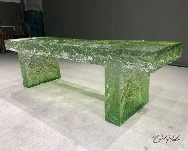 Table Basse Full Résine Epoxy Verte 3