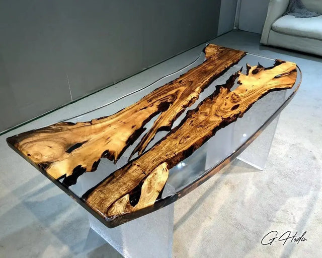 Table Bois Résine Epoxy Transparente NWYORK - G.Hodin: Tables en Bois Résine Epoxy