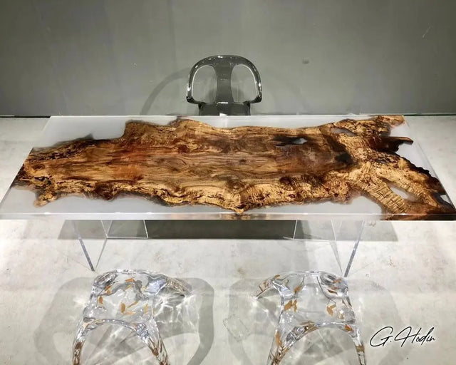 Table Bois Résine Epoxy Blanche STCKHOLM - G.Hodin: Tables en Bois Résine Epoxy