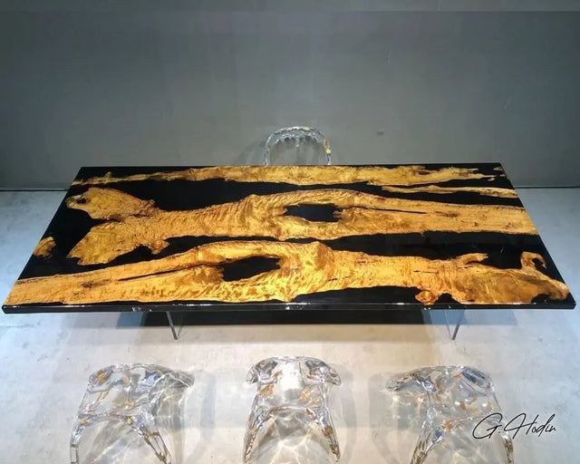 Table Bois Résine Epoxy Noire GLSGOW - G.Hodin: Tables en Bois Résine Epoxy
