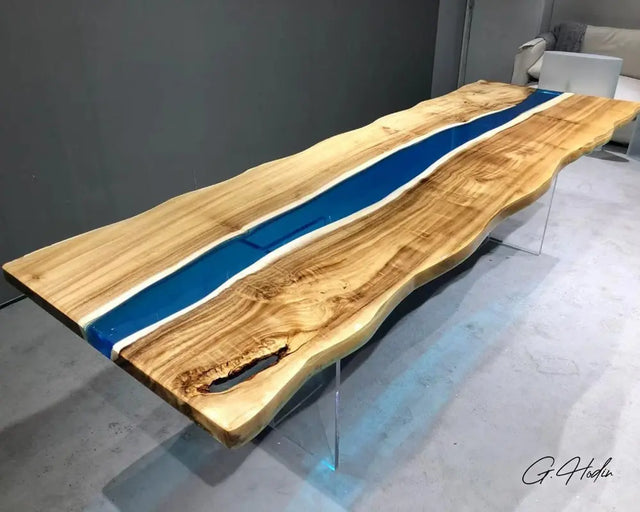 Table Rivière Epoxy LHAVANE bleu résine 1