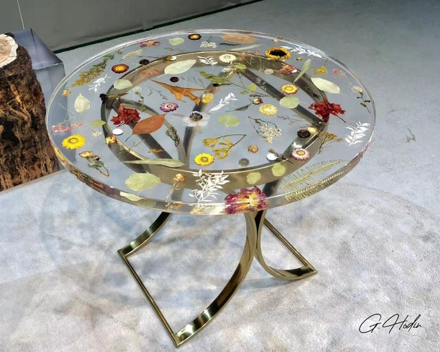 Table Epoxy Ronde Fleurs MEXCO - G.Hodin: Tables en Bois Résine Epoxy
