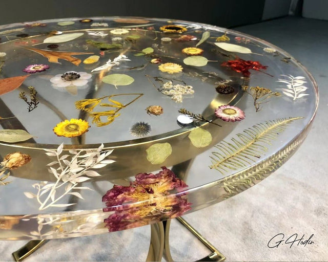 Table Epoxy Ronde Fleurs MEXCO - G.Hodin: Tables en Bois Résine Epoxy