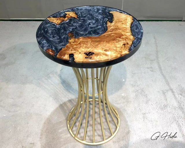 Table Ronde Résine Epoxy Grise LVRPL principale 1