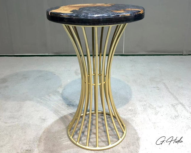 Table Ronde Résine Epoxy Grise LVRPL côté 3