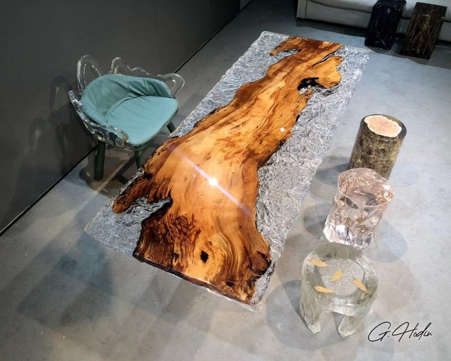Table Bois Résine Epoxy Cristal WSHGTON - G.Hodin: Tables en Bois Résine Epoxy