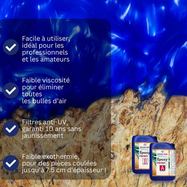 Résine époxy de coulée anti-jaunissement 7,5 cm arantie anti bulles et jaunissement