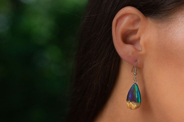 Boucles d'Oreilles Goutte en Résine