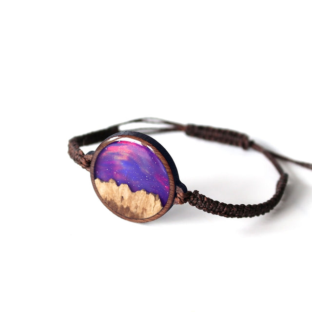 Bracelet Résine Époxy Aurore Boréale violet